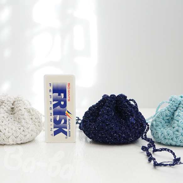 Ba-ba handmade  Crochet Drawstring mini-bag with string  No. 第7張的照片