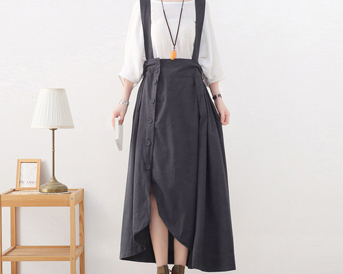 芽風★美品★ジャンパースカート★アシメフロント★グレー★2021ss 2172380494995379a5361a31d1ffc1