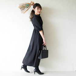 Morino Gakko 可愛黑色蕾絲短袖連身洋裝 [黑色] 婚禮邀請函、追悼會、禮儀場合 第5張的照片