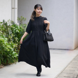 ﾓﾘﾉｶﾞｯｺｳ レースが可愛いブラック半袖フォーマルワンピースドレス【ブラック】結婚式お呼ばれ 法事 冠婚葬祭 7枚目の画像