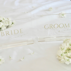 大人気♡〘受付サイン〙 GROOM BRIDE（セット）ゴールド 名入り 2枚目の画像