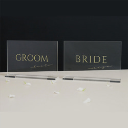 大人気♡〘受付サイン〙 GROOM BRIDE（セット）ゴールド 名入り 1枚目の画像
