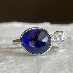 [免運費]清爽藍寶石&amp;彩虹月光石耳環（銀色）（已售） 第2張的照片