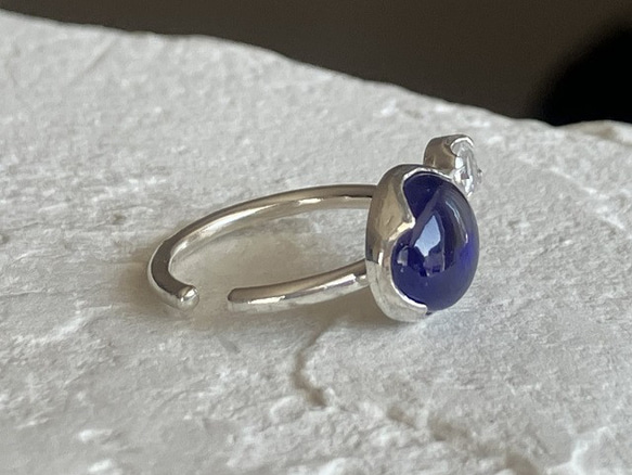 [免運費]清爽藍寶石&amp;彩虹月光石耳環（銀色）（已售） 第4張的照片