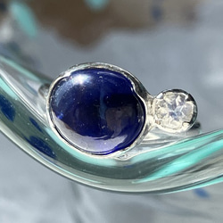 [免運費]清爽藍寶石&amp;彩虹月光石耳環（銀色）（已售） 第1張的照片