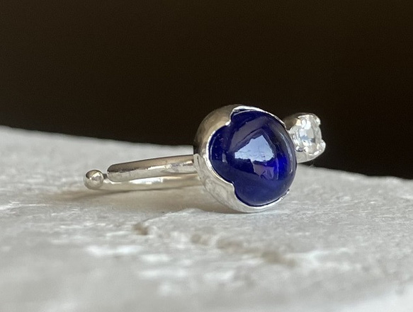 [免運費]清爽藍寶石&amp;彩虹月光石耳環（銀色）（已售） 第6張的照片