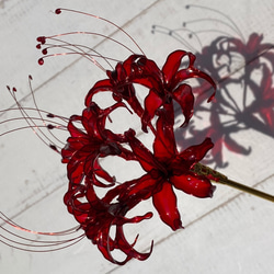 彼岸花のかんざし ディップアート 一本簪 蕊赤 5枚目の画像