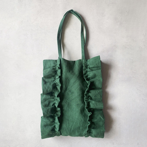 A4収納 リネンフリルバッグ＜グリーン＞ トートバッグ Grandir 通販