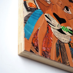 レザーのコラージュアート （ライオン） A4サイズ 木製パネル 6枚目の画像
