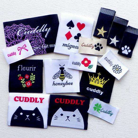  Manハンドメイド ネームタグ 商用可】まずはお試し!! ハンドメイドタグ 15枚セット 刺繍タグ