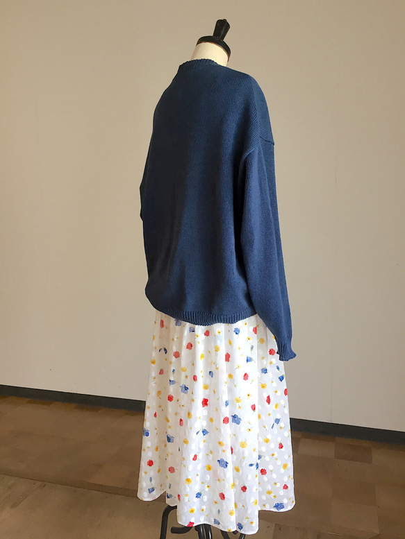 明るめ　インディゴブルーの 春 夏 カーデイガン　綿100% 4枚目の画像