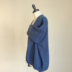 明るめ　インディゴブルーの 春 夏 カーデイガン　綿100% 7枚目の画像