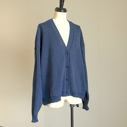 明るめ　インディゴブルーの 春 夏 カーデイガン　綿100% 6枚目の画像