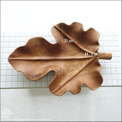 チーク無垢材 大型leafプレートN04 大皿 盛り皿 小物入れ サラダボウル 木製食器 菓子鉢 手作り ナチュラル 7枚目の画像