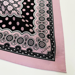 フランスヴィンテージ柄大判〈ガーゼ〉ハンカチーフ（Lilac PINK）プチ