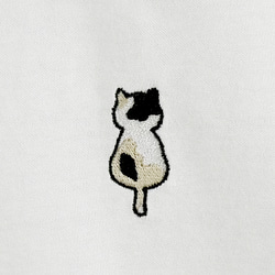 【送料無料】三毛猫のワンポイント刺繍 7.4オンスヘビーウエイト クルーネックTシャツ/トップス 5枚目の画像
