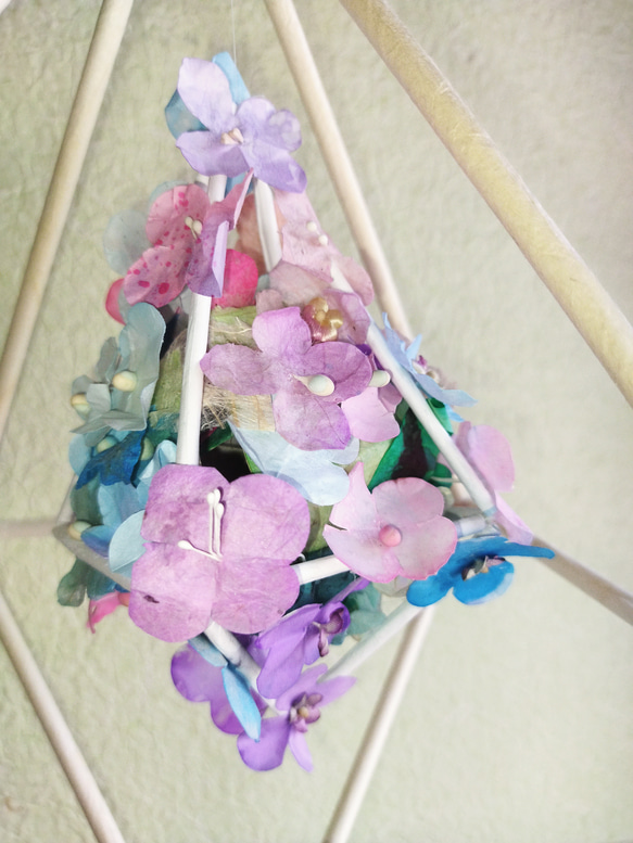 和紙ヒンメリのオーナメント(紫陽花) 2枚目の画像