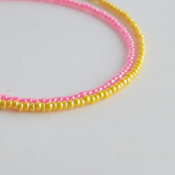 Multicolor 春色 パステルカラー ネックレス ピンク×イエロー 5枚目の画像