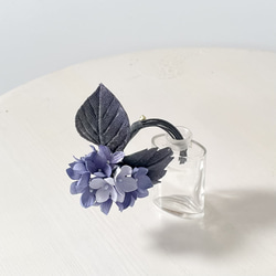布花エレガントなパープルカラーの紫陽花のブローチ 9枚目の画像