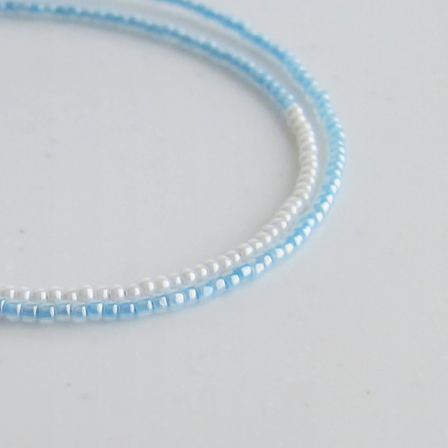 ガラス ビーズネックレス 水色 空色 #sky アシンメトリー ネックレス