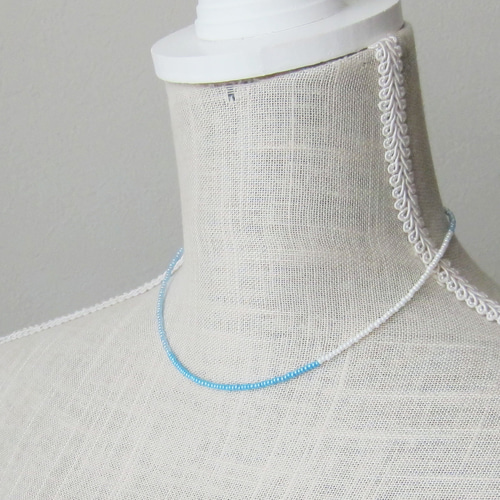 ガラス ビーズネックレス 水色 空色 #sky アシンメトリー ネックレス