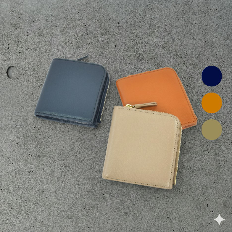 MahL+81　L-ShapedZipperFoldedWallet　本革　二つ折り財布　　L字　財布　ミニウォレット