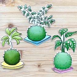 Kokedama Sticker Set 苔玉シールセット 1枚目の画像