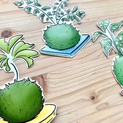 Kokedama Sticker Set 苔玉シールセット 2枚目の画像