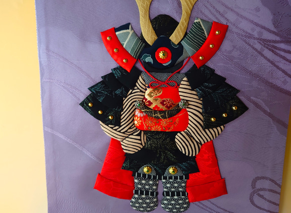 【出来上がり】破魔弓とかぶとのタペストリー 