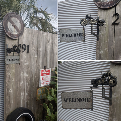 アメリカンバイク サインボード 
立体的 3D 壁掛け看板 ①
ガレージ雑貨 
#ハーレダビッドソン 
#BASE雑貨 
#アメリカン雑貨 
#店舗什器 
#アメリカンな部屋 
#インディアン アメリカンバイク 表札 番地 サインボード ハーレーダビッドソン