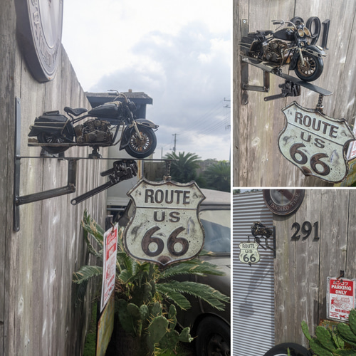 アメリカンバイク バイク屋 サインボード ルート66 ハーレー