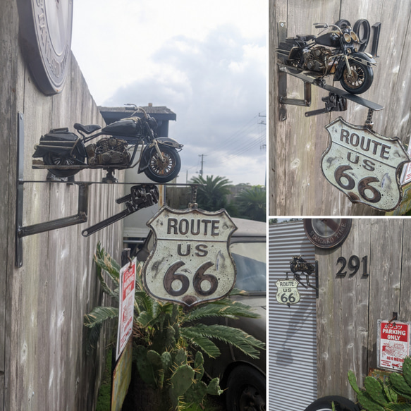 アメリカンバイク  バイク屋 サインボード  ルート66 ハーレーダビッドソン  看板  #店舗什器  #ROUTE66 6枚目の画像