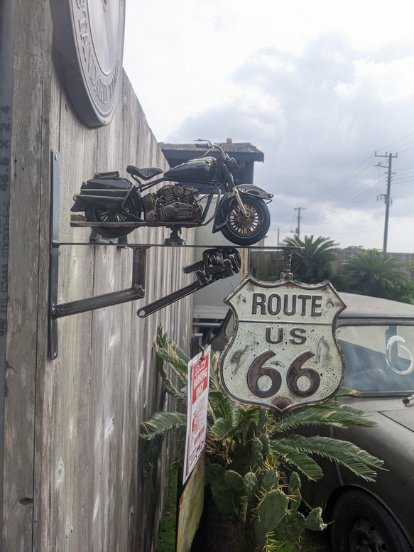 アメリカンバイク  バイク屋 サインボード  ルート66 ハーレーダビッドソン  看板  #店舗什器  #ROUTE66 2枚目の画像