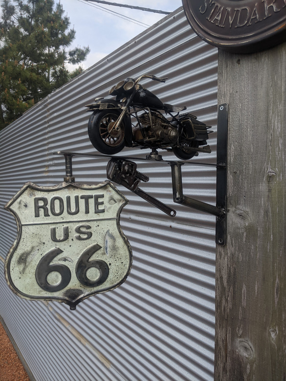 アメリカンバイク  バイク屋 サインボード  ルート66 ハーレーダビッドソン  看板  #店舗什器  #ROUTE66 3枚目の画像