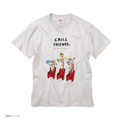 「CHILL FRIENDS_推し活するネコたち」コットンTシャツ/送料無料 5枚目の画像