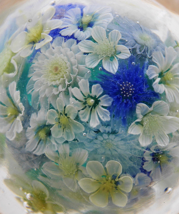 《新作》『flower garden mini マーブル-blue』 ガラス ガラスの花　母の日　　 7枚目の画像