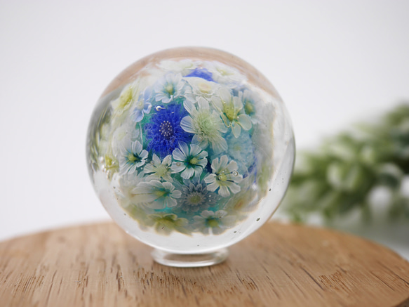 《新作》『flower garden mini マーブル-blue』 ガラス ガラスの花　母の日　　 2枚目の画像