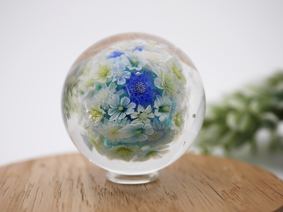 《新作》『flower garden mini マーブル-blue』 ガラス ガラスの花　母の日　　 3枚目の画像