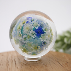 《新作》『flower garden mini マーブル-blue』 ガラス ガラスの花　母の日　　 4枚目の画像