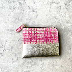 ピッグスキンのスリムなミニ財布　ツイード 10枚目の画像