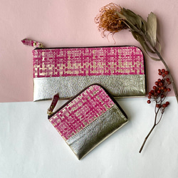 ピッグスキンのスリムなミニ財布　ツイード 11枚目の画像