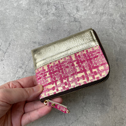 ピッグスキンのスリムなミニ財布　ツイード 5枚目の画像