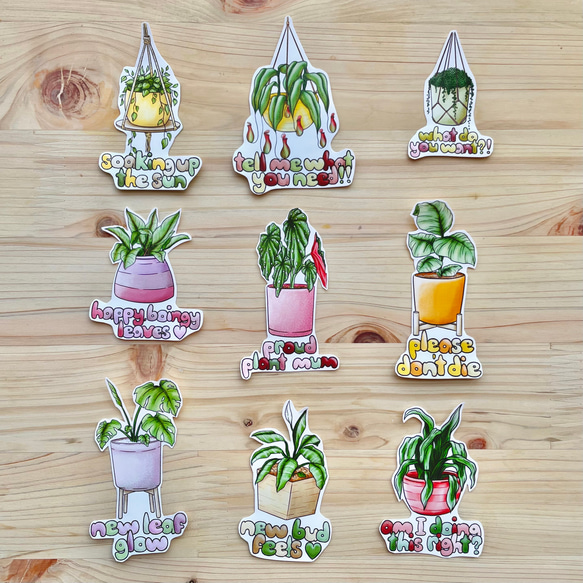 Plant Mum Sticker Set 英語メッセージ入り植物シールセット 1枚目の画像