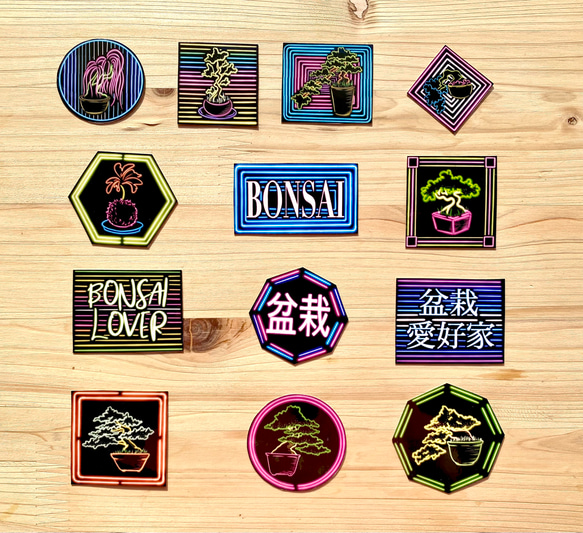 Neon Bonsai Sticker Set ネオン盆栽シールセット 1枚目の画像