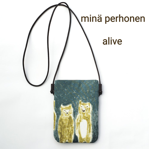 スマホショルダー ミナペルホネン alive 動物柄 アニマル 熊  