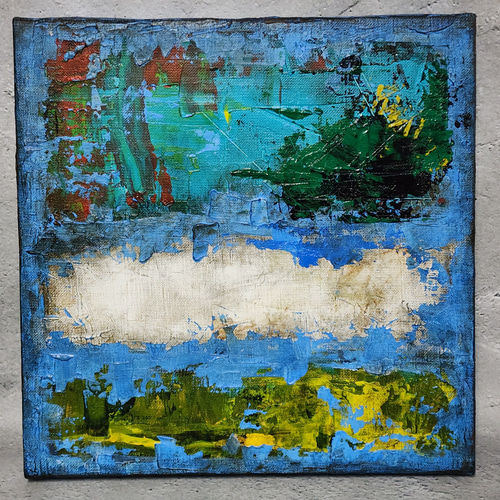 ひろ・あおき 作 「盤004 」 アクリル/キャンバス S3 27.3x27.3cm 抽象