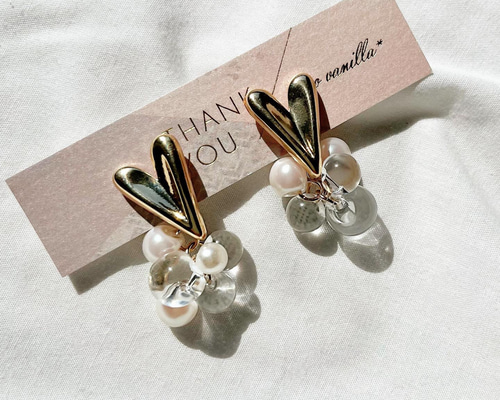 coco vanilla* GOLDハート × しゃぼん玉ピアス(イヤリング) ピアス