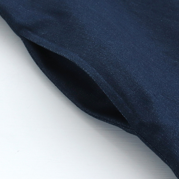 混紡デニム サロペットスカート バックリボンで長さ調整可 （ネイビー）SK03. 13枚目の画像