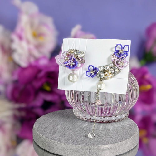 薔薇ビジュー♡リトルウッズのしずく アシメピアス/イヤリング✩.*˚ クソ