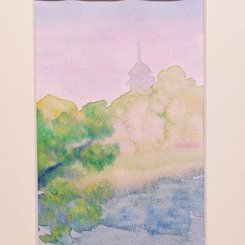 水彩原画「横浜三渓園」 水彩画原画 三渓園・大池 ＃666 | iichi 日々の暮らしを心地よく